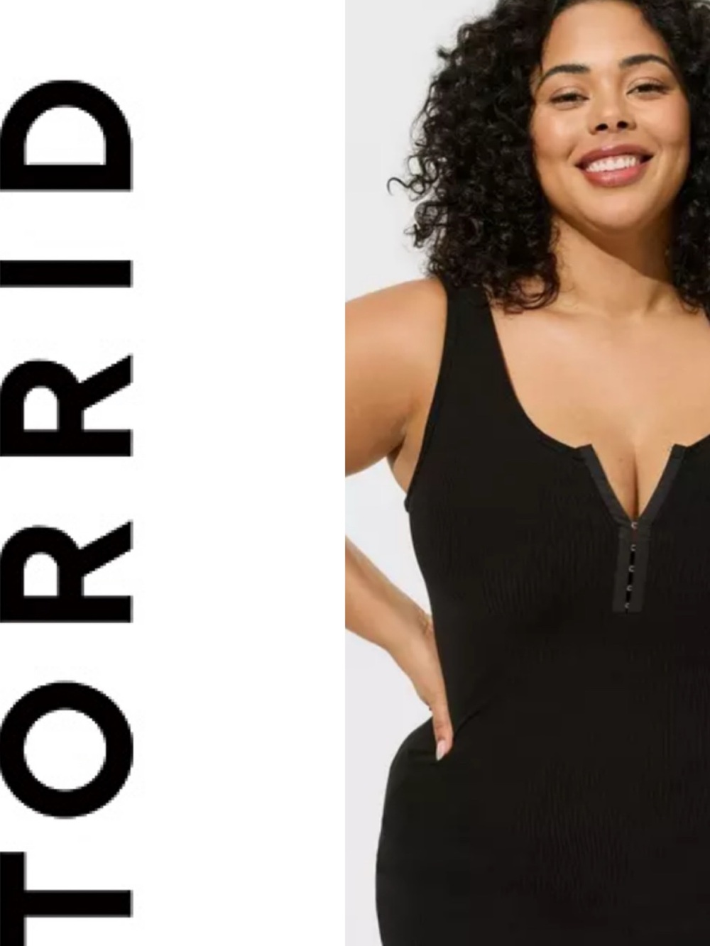NWT TORRID Super Soft Rib Hook And Eye Tank Top Black Size 0/L